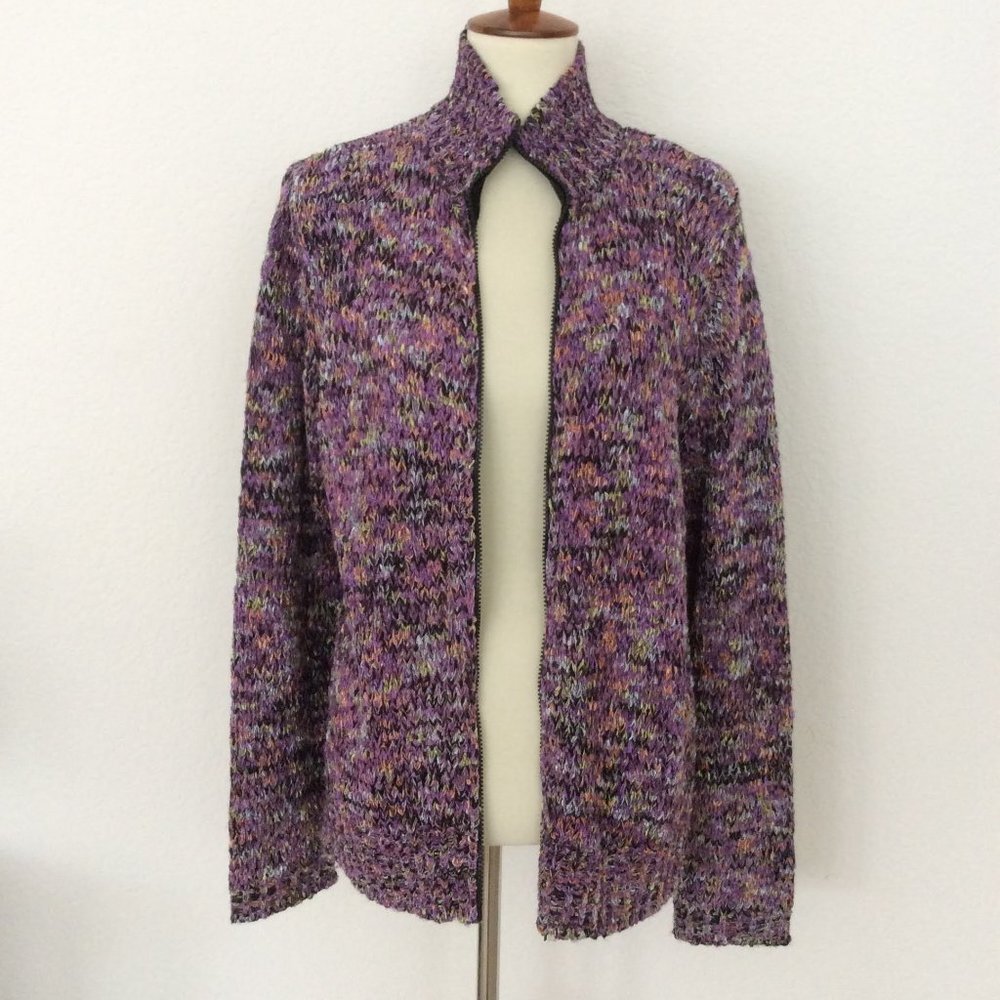 Chico's Full Zip Chunky Knit Cardigan Sz 2 (Women's 12) - Picture 2 of 6